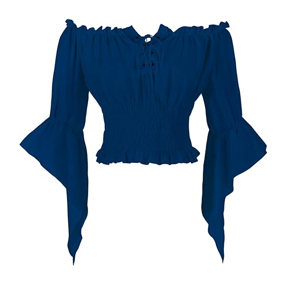 Womans Renaissance Peasant Blouse Blue