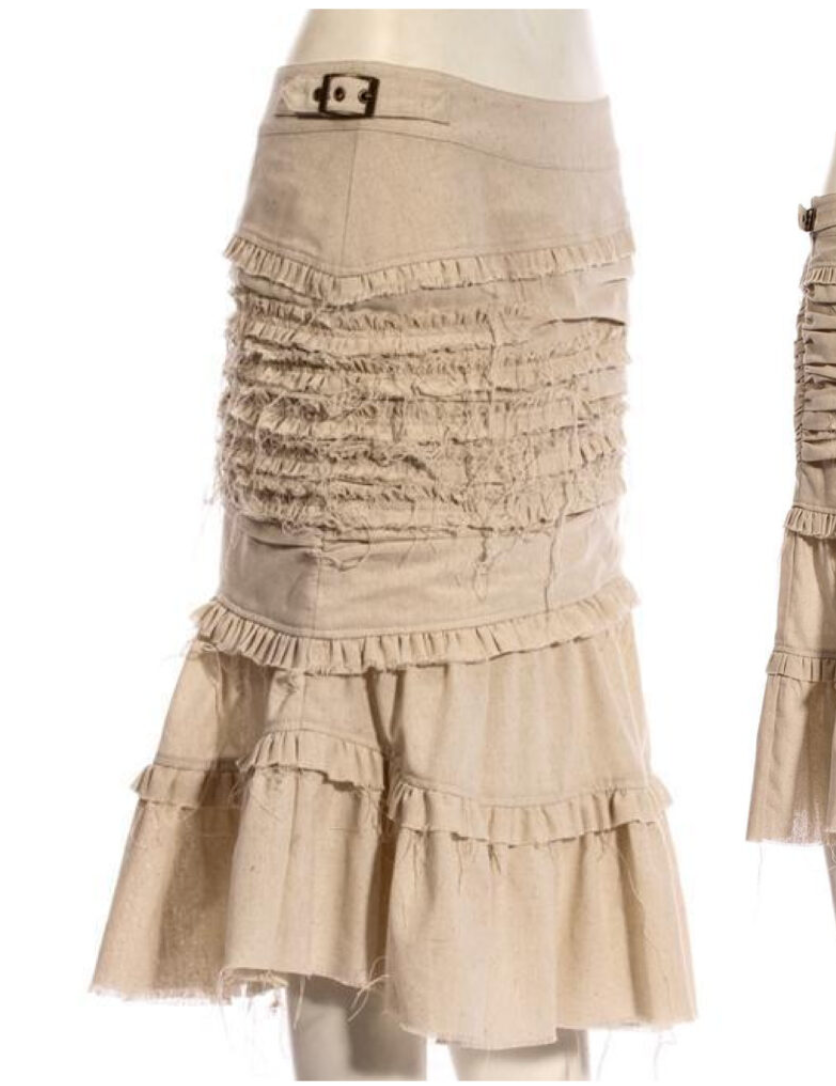 Pirate Beige Ruffled Tiered Midi Skirt