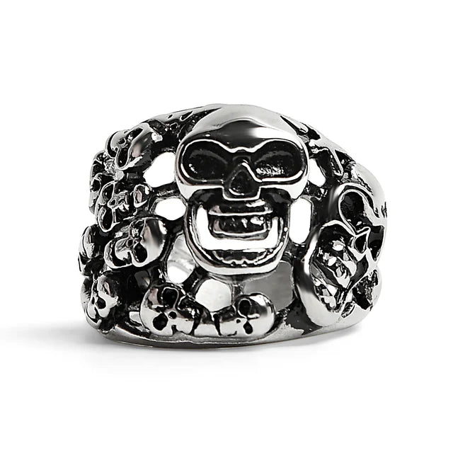 Multiple Skulls Ring Stainless Steel Polished