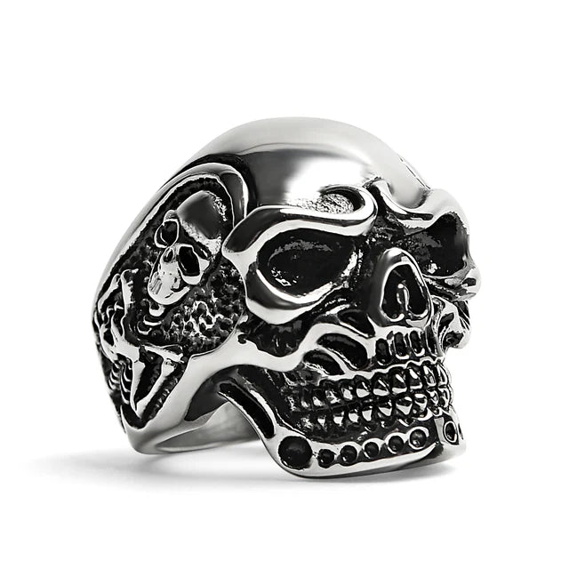 Skull with Skeleton accents Stainless Steel Ring