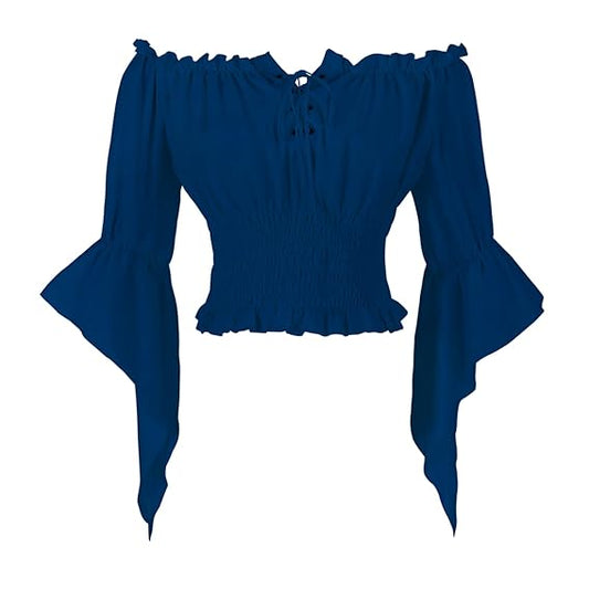 Womans Renaissance Peasant Blouse Blue