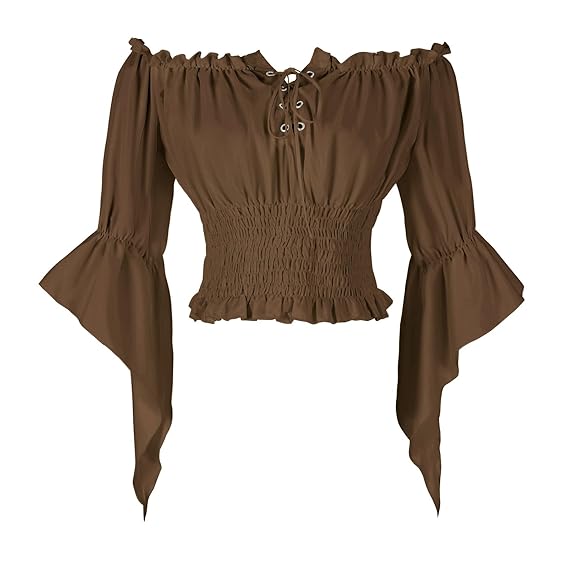 Womans Renaissance Peasant Blouse Brown