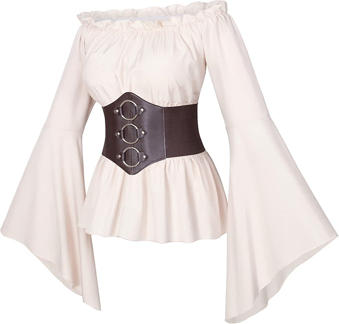 Womens Renaissance Victorian Pirate Shirt White L