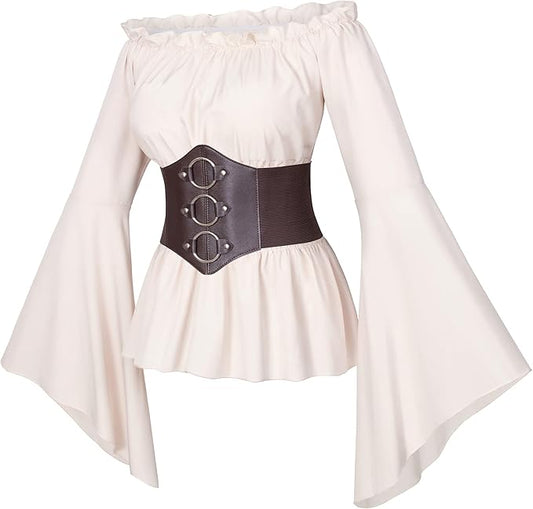 Womens Renaissance Victorian Pirate Shirt White L
