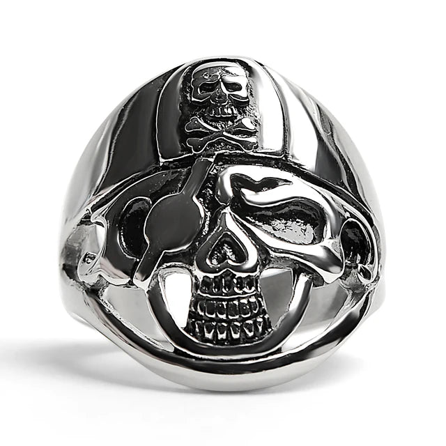 Detailed Eye Patch Skull with Skull Hat