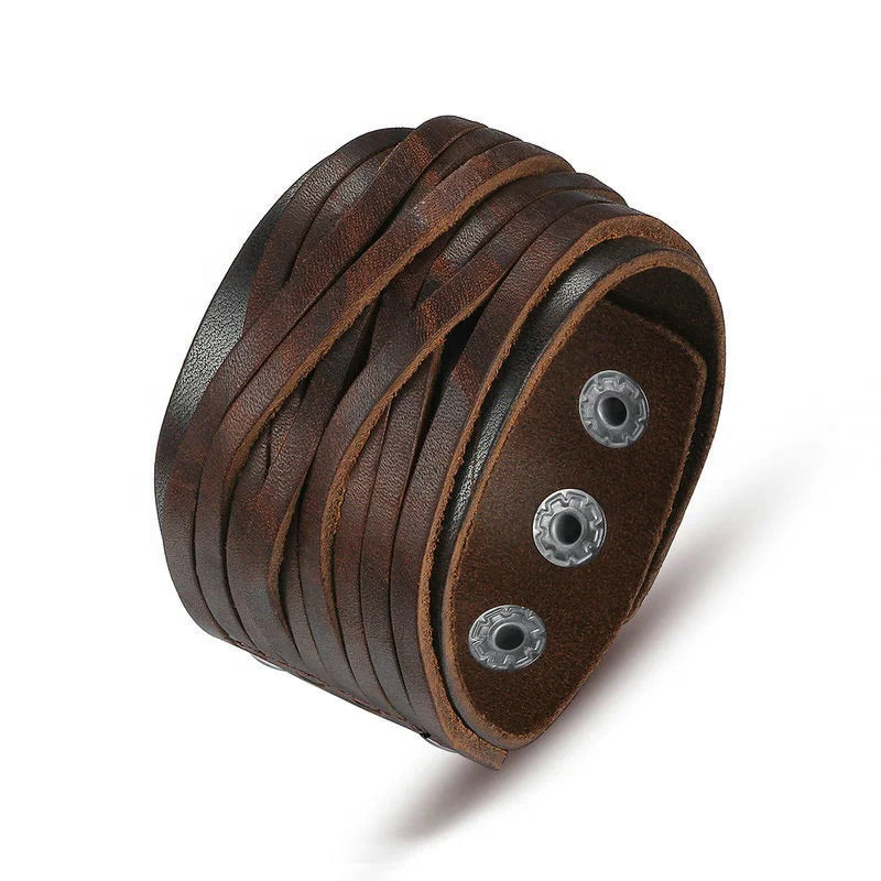 Pirate Adjustable Bracelets Wide Genuine Leather Bracelet