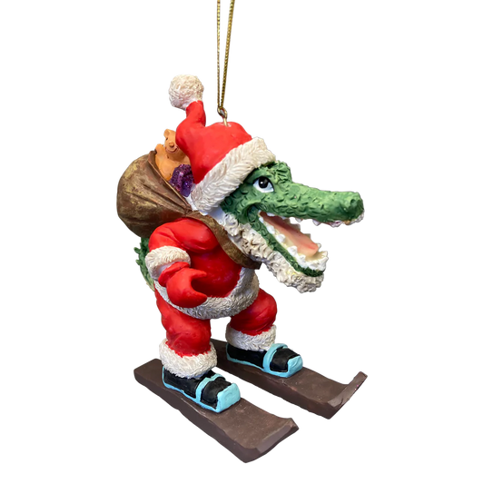 Large Skiing Alligator Ornament