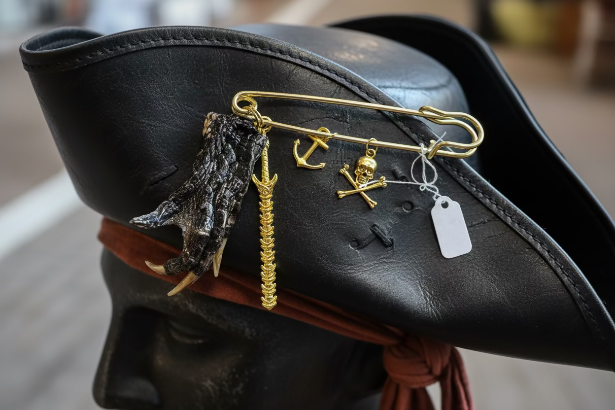 Pirate hat pin with gator feet