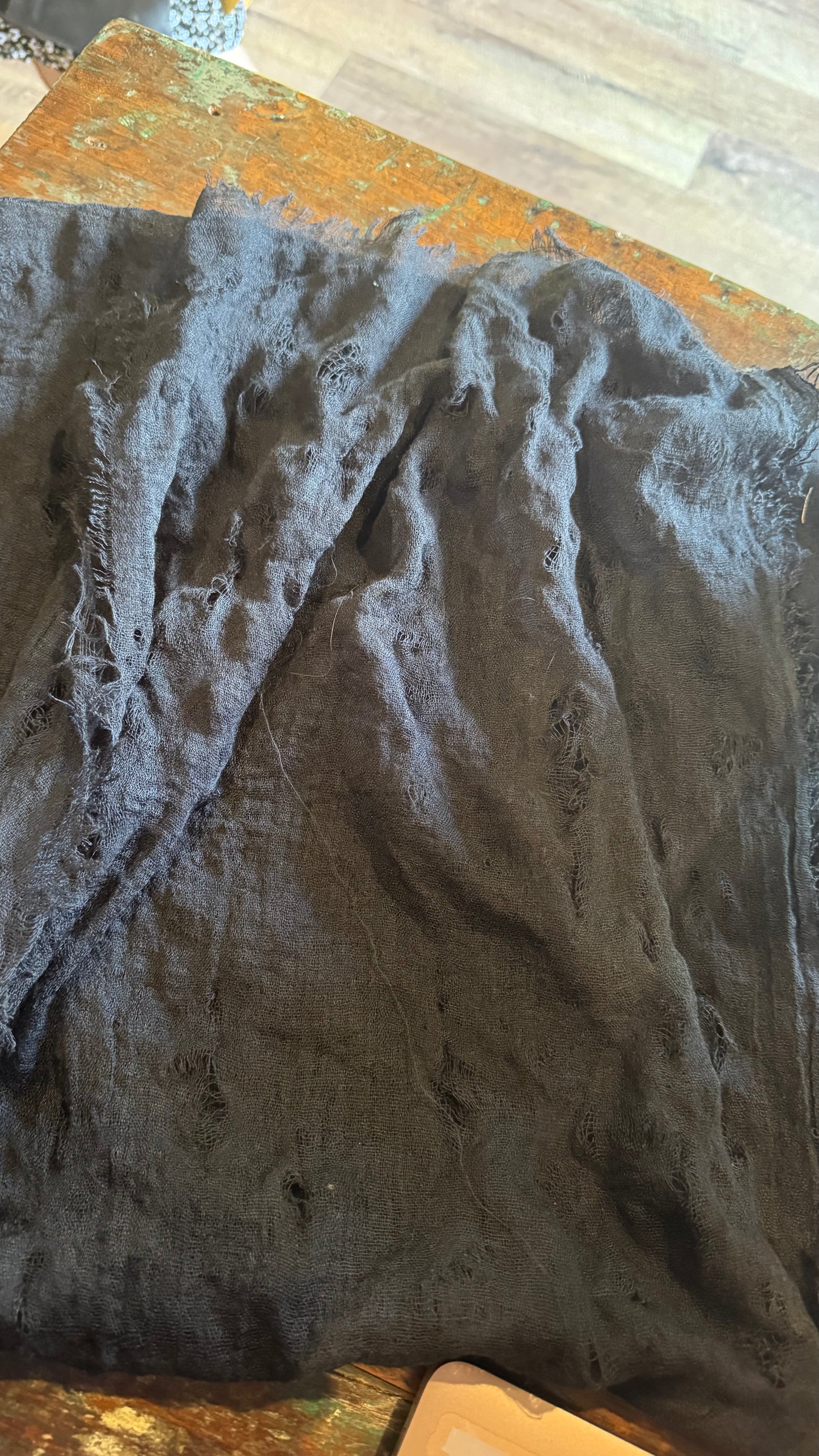 Pirate Black Frayed Scarf