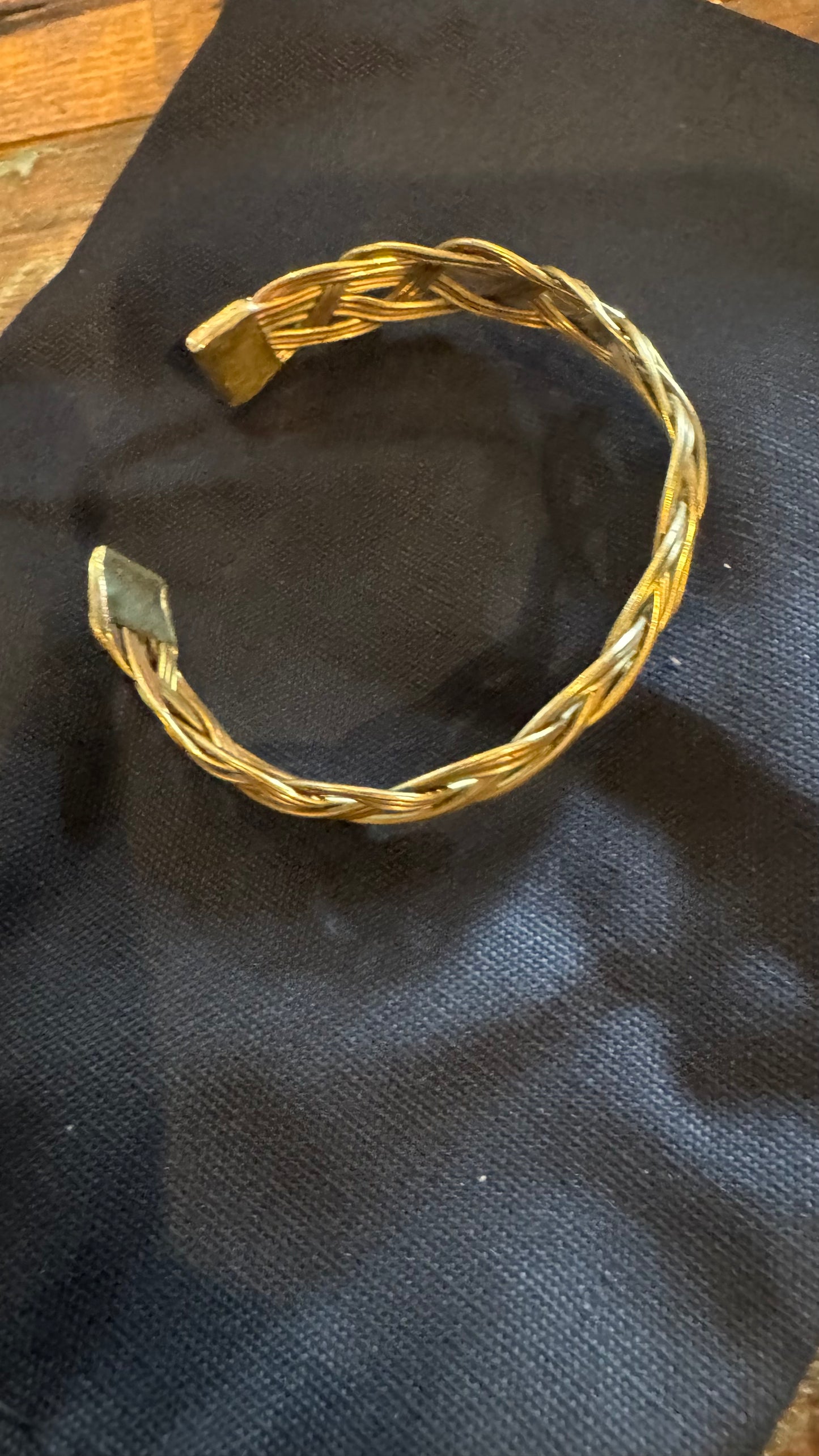 Handandwoven Moroccan Brass Cuff from the Atlas Mountains, Morocco