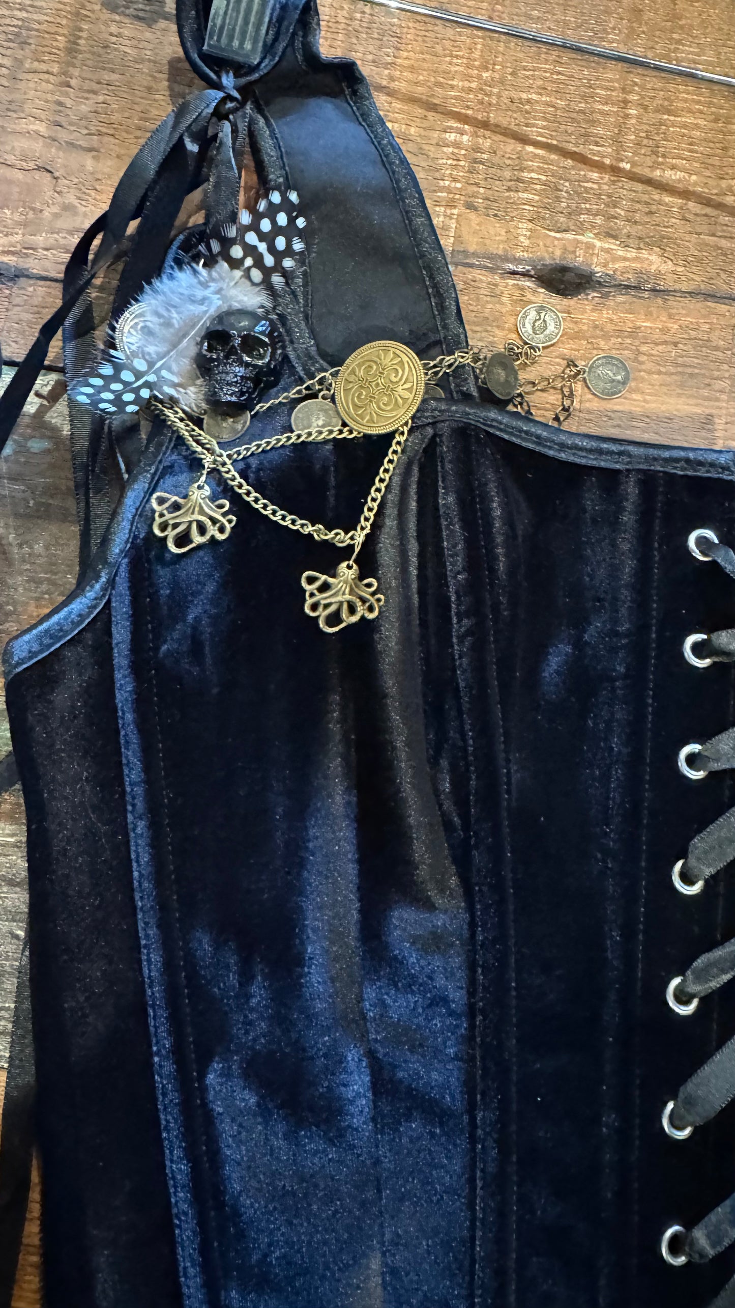 "Siren's Coin" Front Lace up Corset Top designed by Pirate Jacque