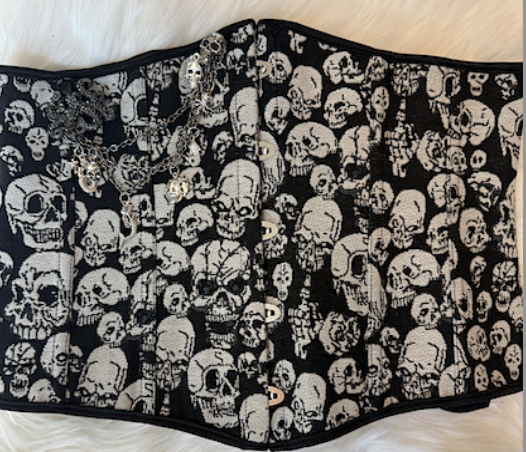 "Sultry Siren" White Skull Underbust Corset