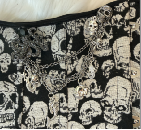 "Sultry Siren" White Skull Underbust Corset