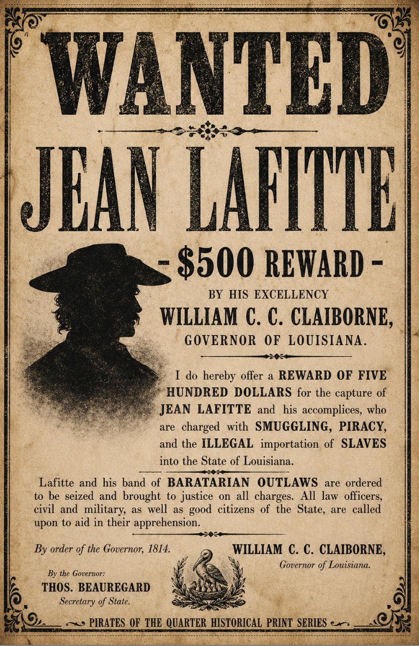 Wanted Jean Lafitte Poster