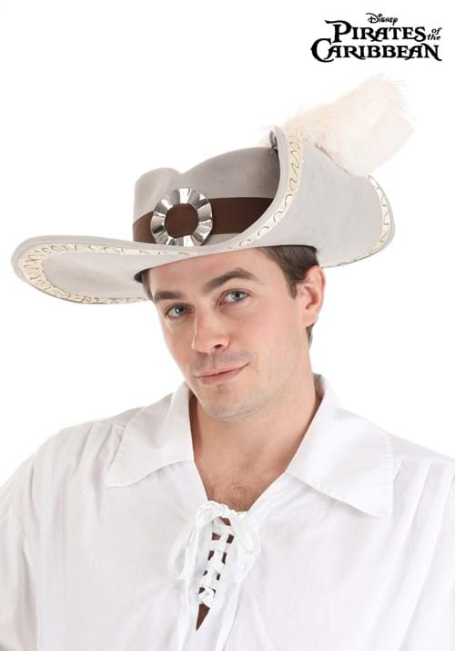 White Pirate Hat with Large Feather